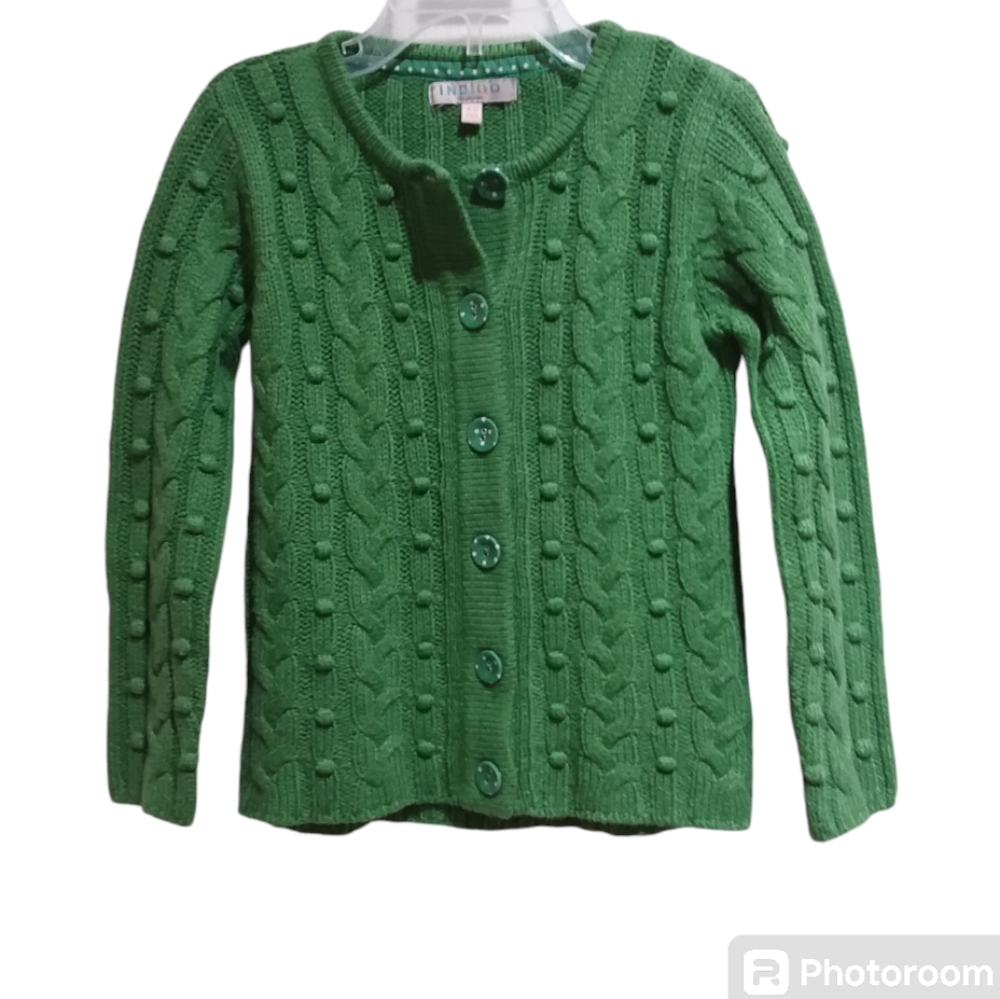 NDIGO COLLECTION Girls Green Button Sweater